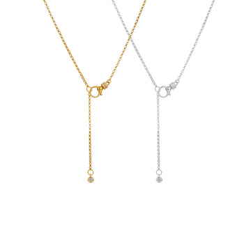 18K Fine Link Diamond Front-Clasp Lariat Extendable Necklace | 17.7"+2"