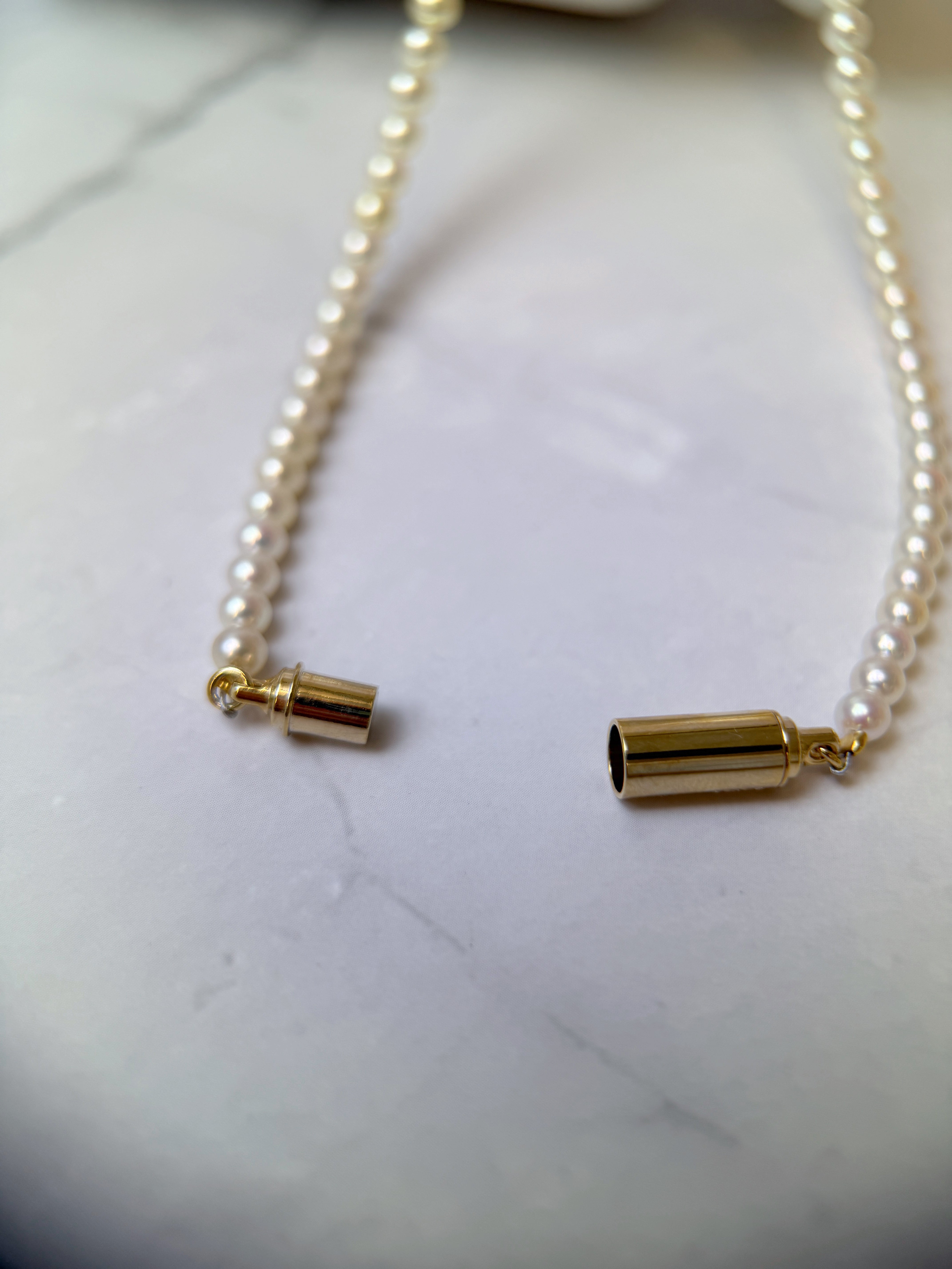 3.5-4mm Japanese Akoya Light Golden Pearl Necklace - AAA Quality