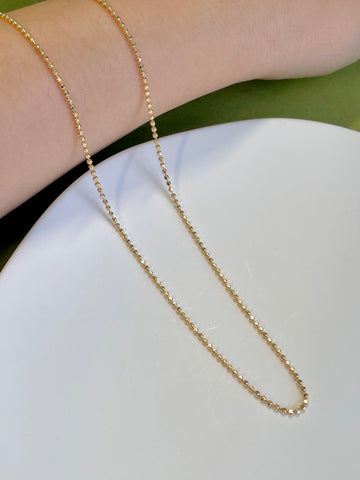 K18 Yellow Gold Adjustable Hollow Ball Chain Necklace 17.7 inchs(45cm)/4.41g