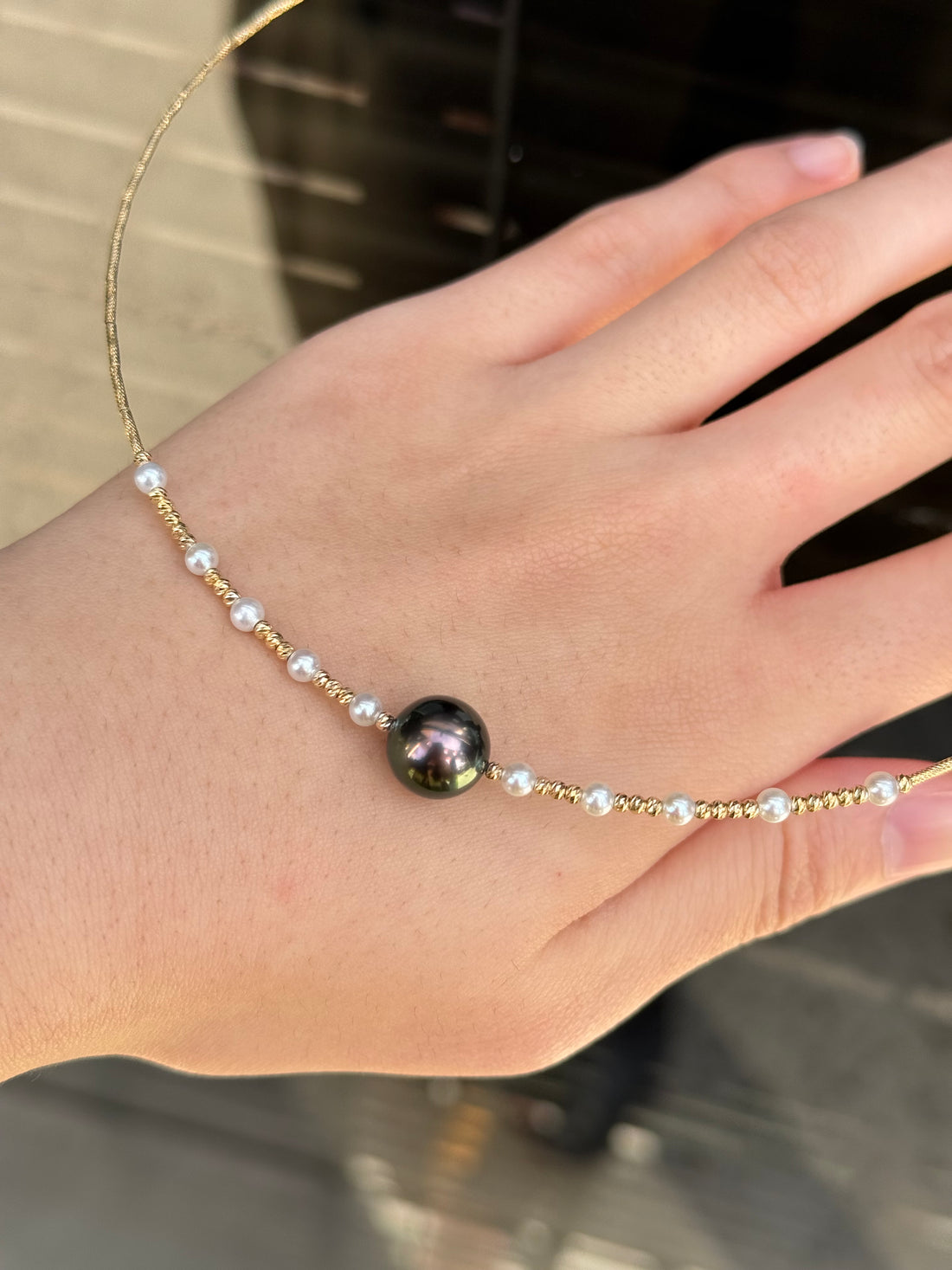 10.2mm Tahitian Pearl South Sea Golden Pearl  Collar Necklace