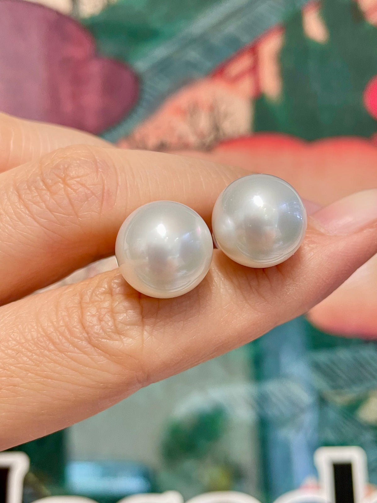 Certified 12.5mm White Southsea Cultured Pearl Stud Earring