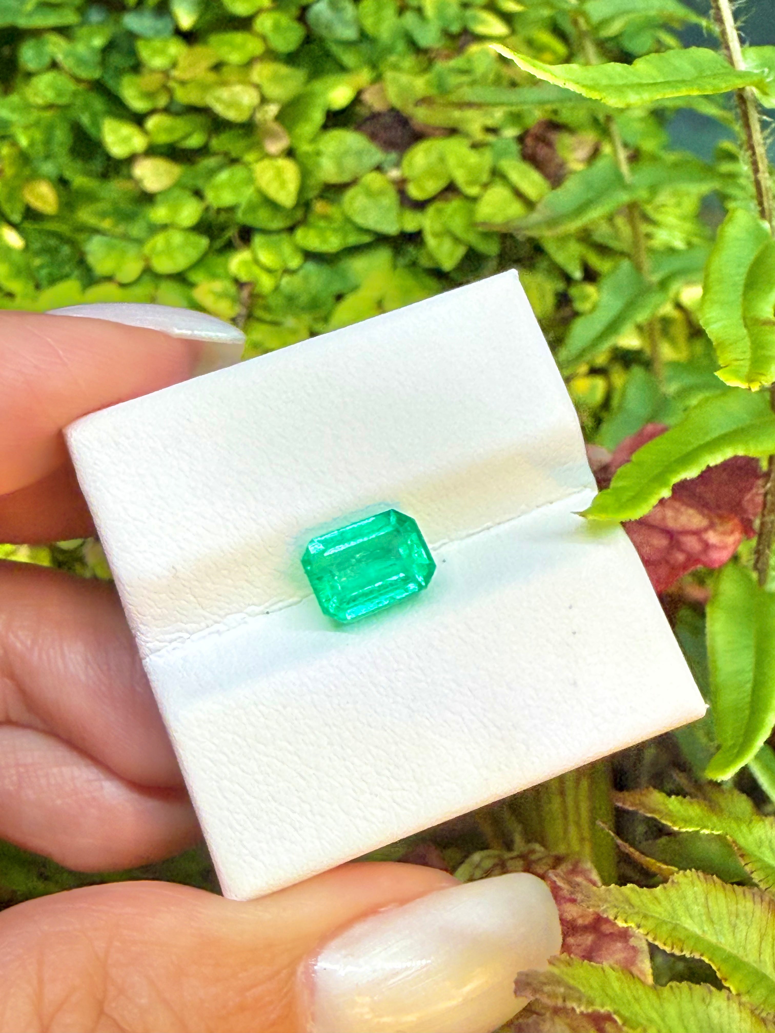 1.71CT Natural Emerald Gemstone – Emerald Cut Vivid Green Loose Gem
