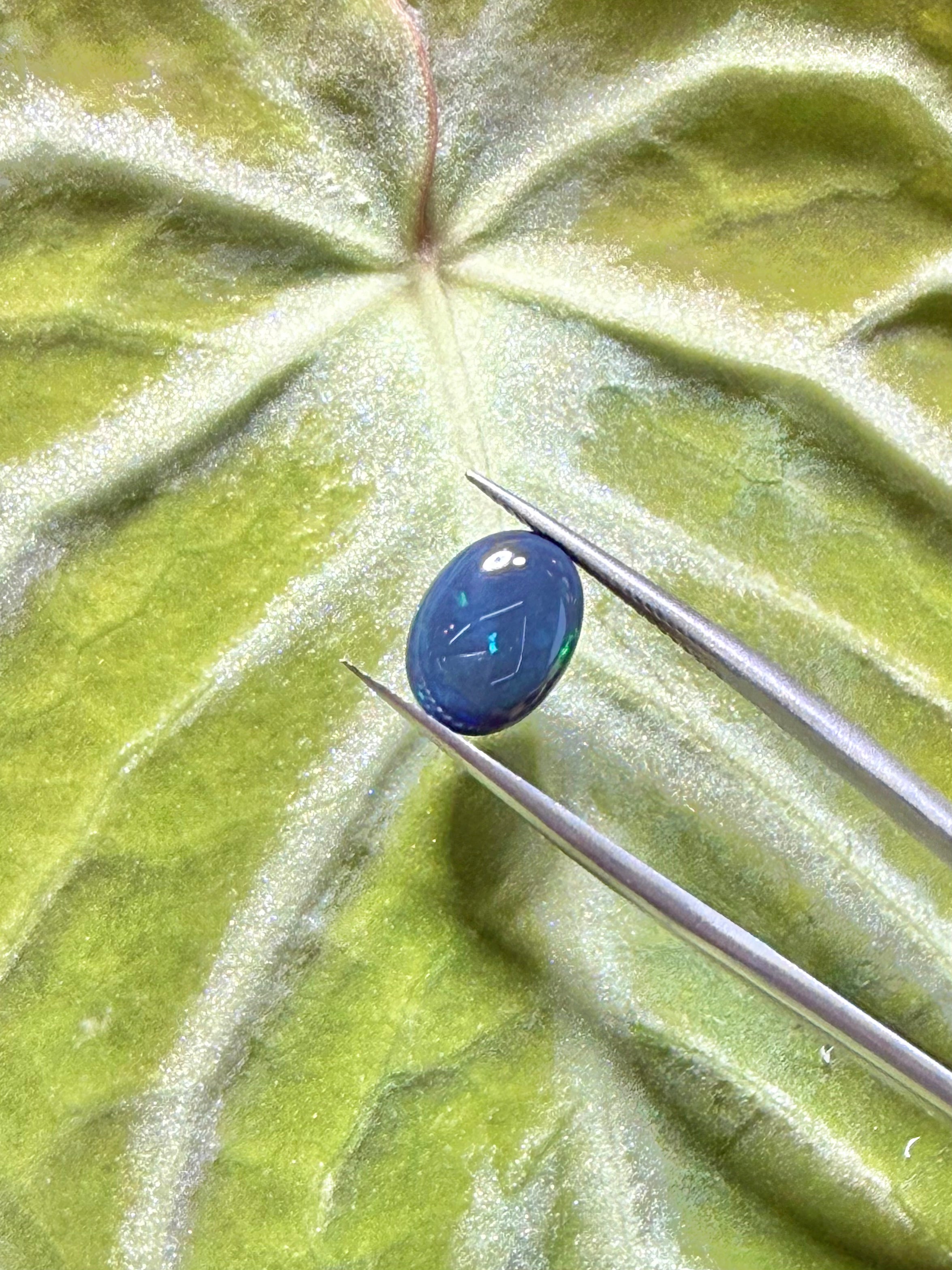 2.56CT Genuine Australian Black Opal Gemstone – Oval Cabochon | Play‑of‑Color | Australian Origin