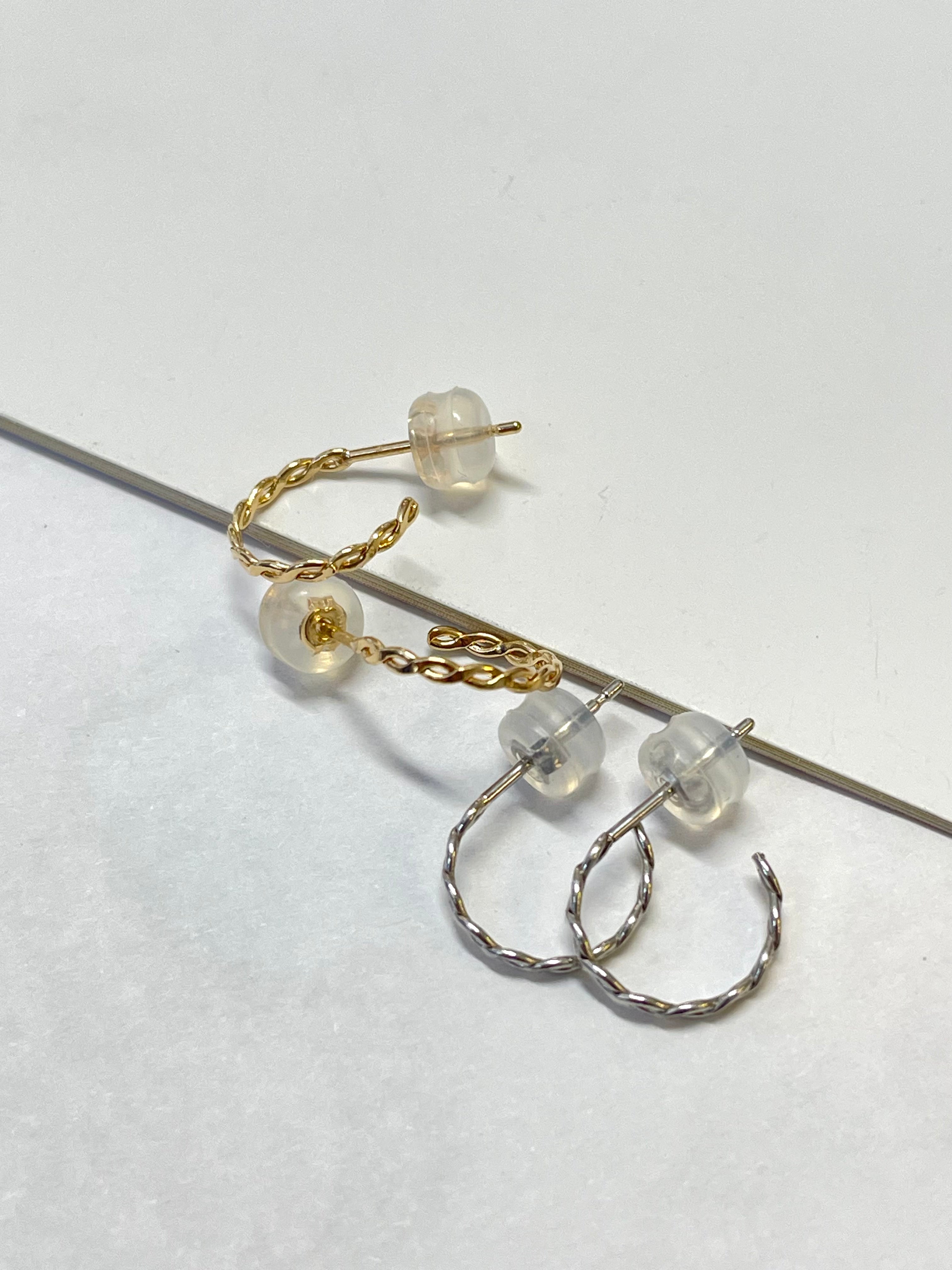 Twist Earrings In 18K Yellow Gold&Platinum