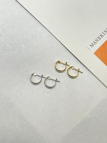 Small Ear Hoop In 18K Yellow Gold&Platinum