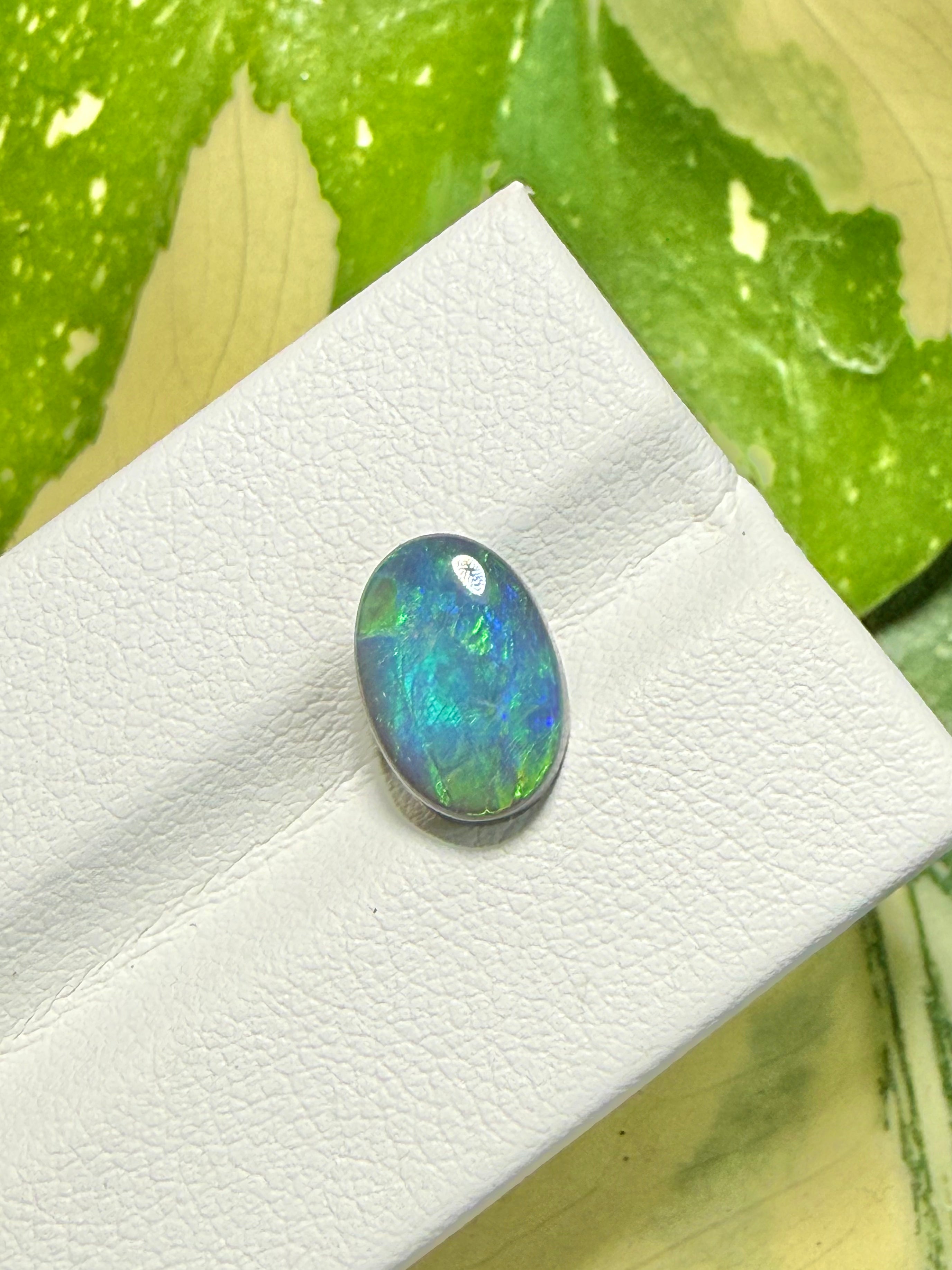 1.77CT Genuine Australian Black Opal Gemstone – Oval Cabochon | Play‑of‑Color | Australian Origin