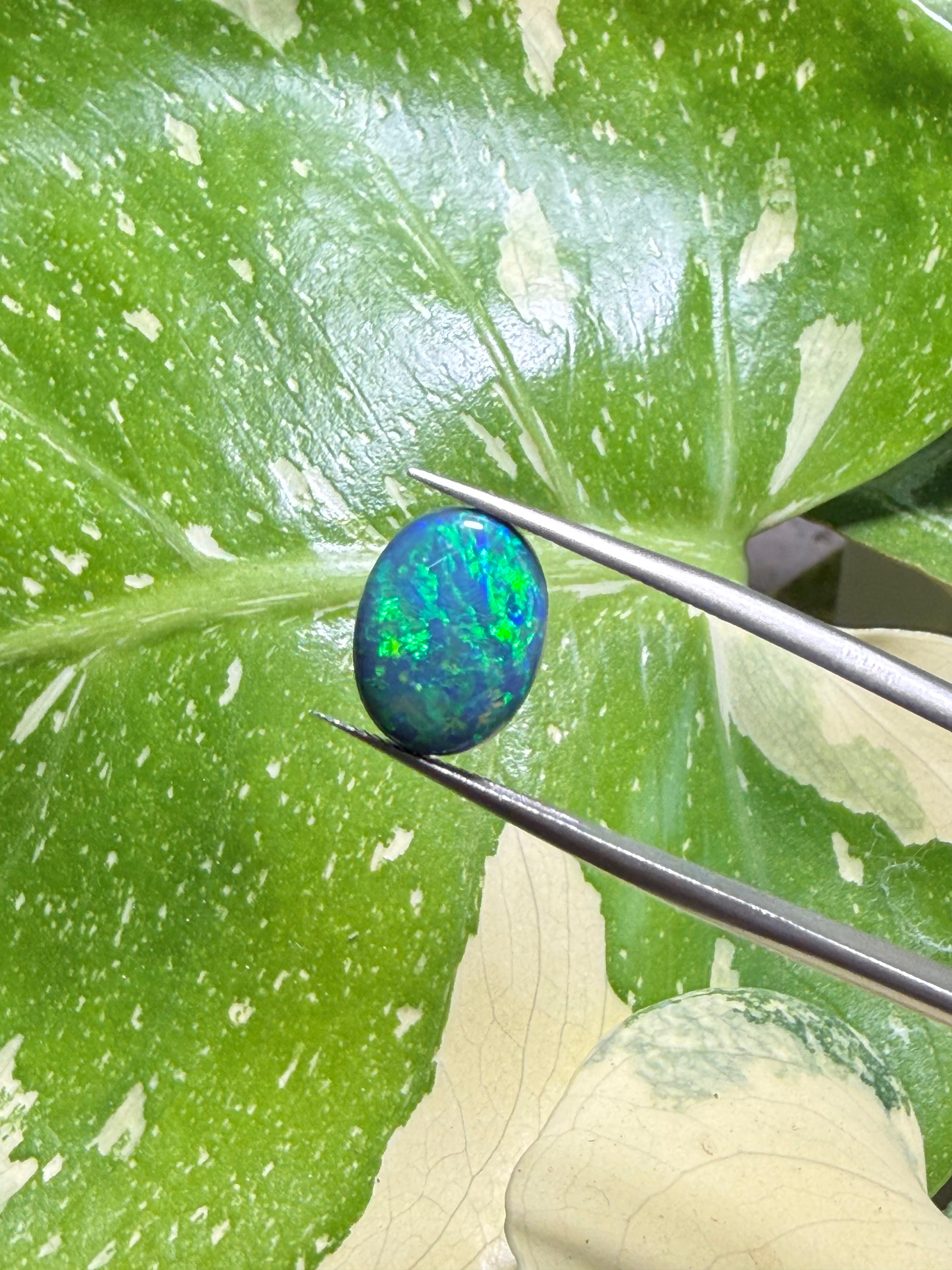 3.65CT Genuine Australian Black Opal Gemstone – Oval Cabochon | Play‑of‑Color | Australian Origin