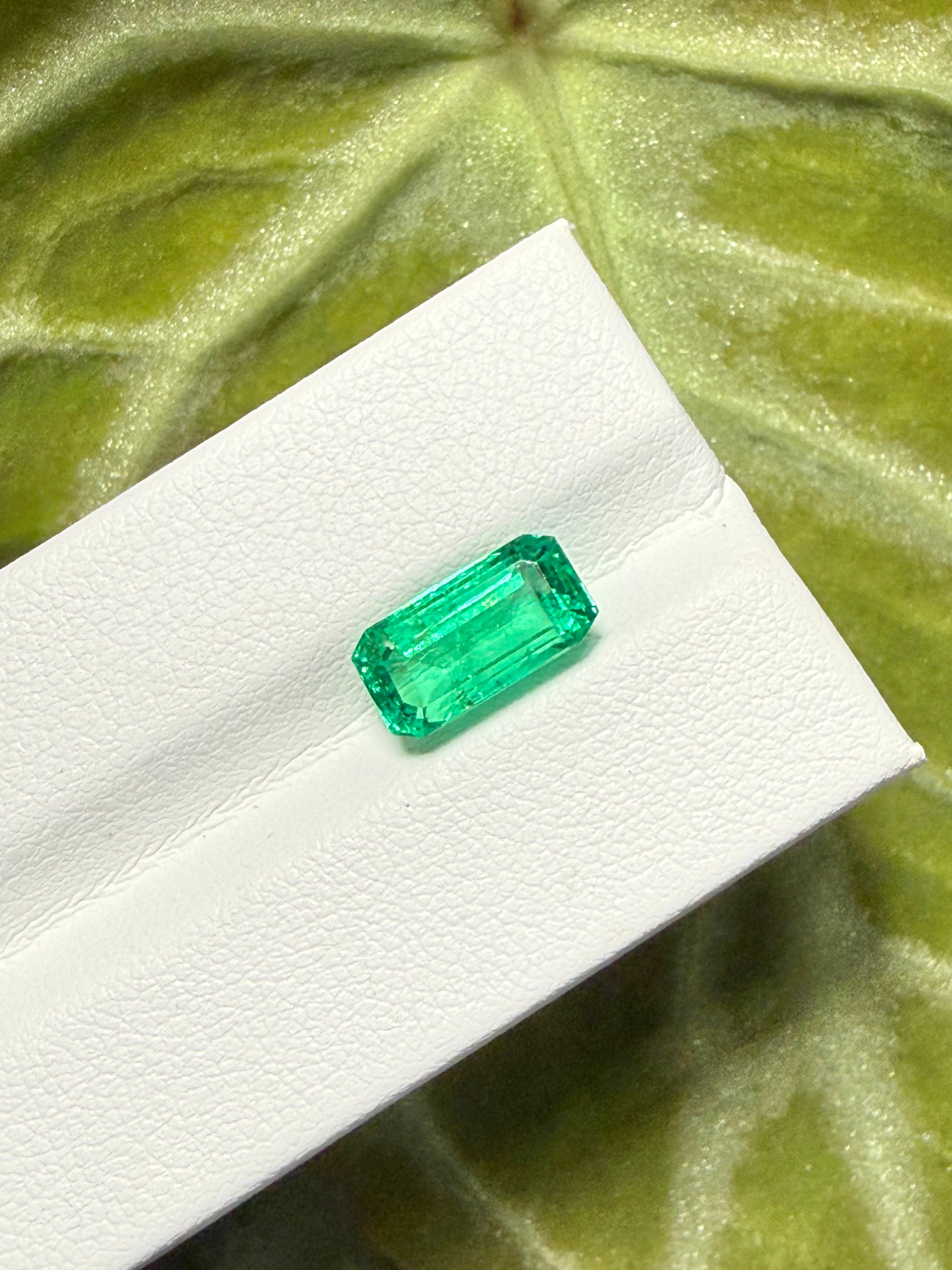 2.48CT Genuine Colombian Emerald Gemstone – Rectangular Emerald Cut | Vivid Green | Muzo Origin | Guild Certified