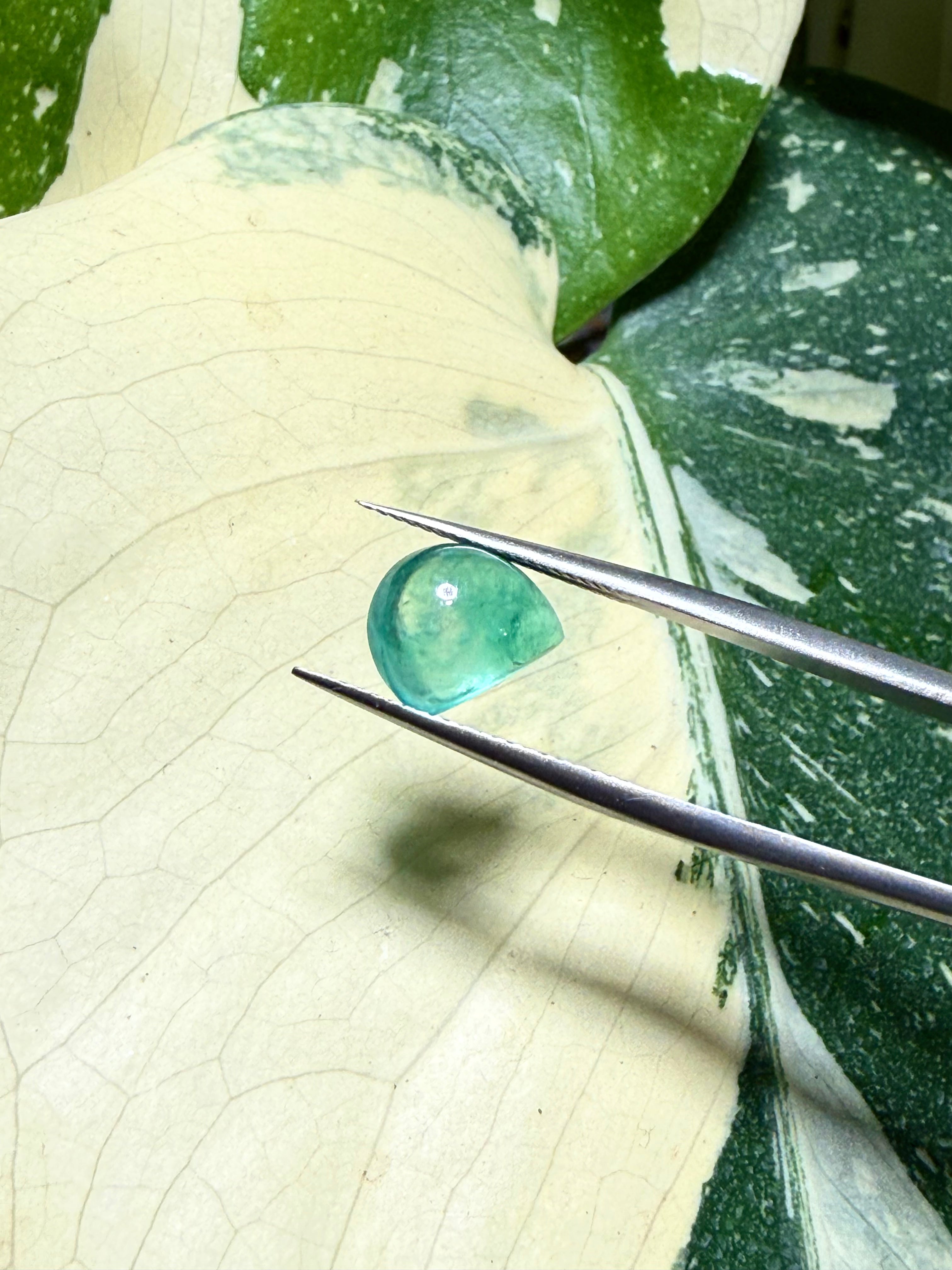 2.51CT Natural Russian Aquamarine Gemstone – Pear Cabochon Loose Gem