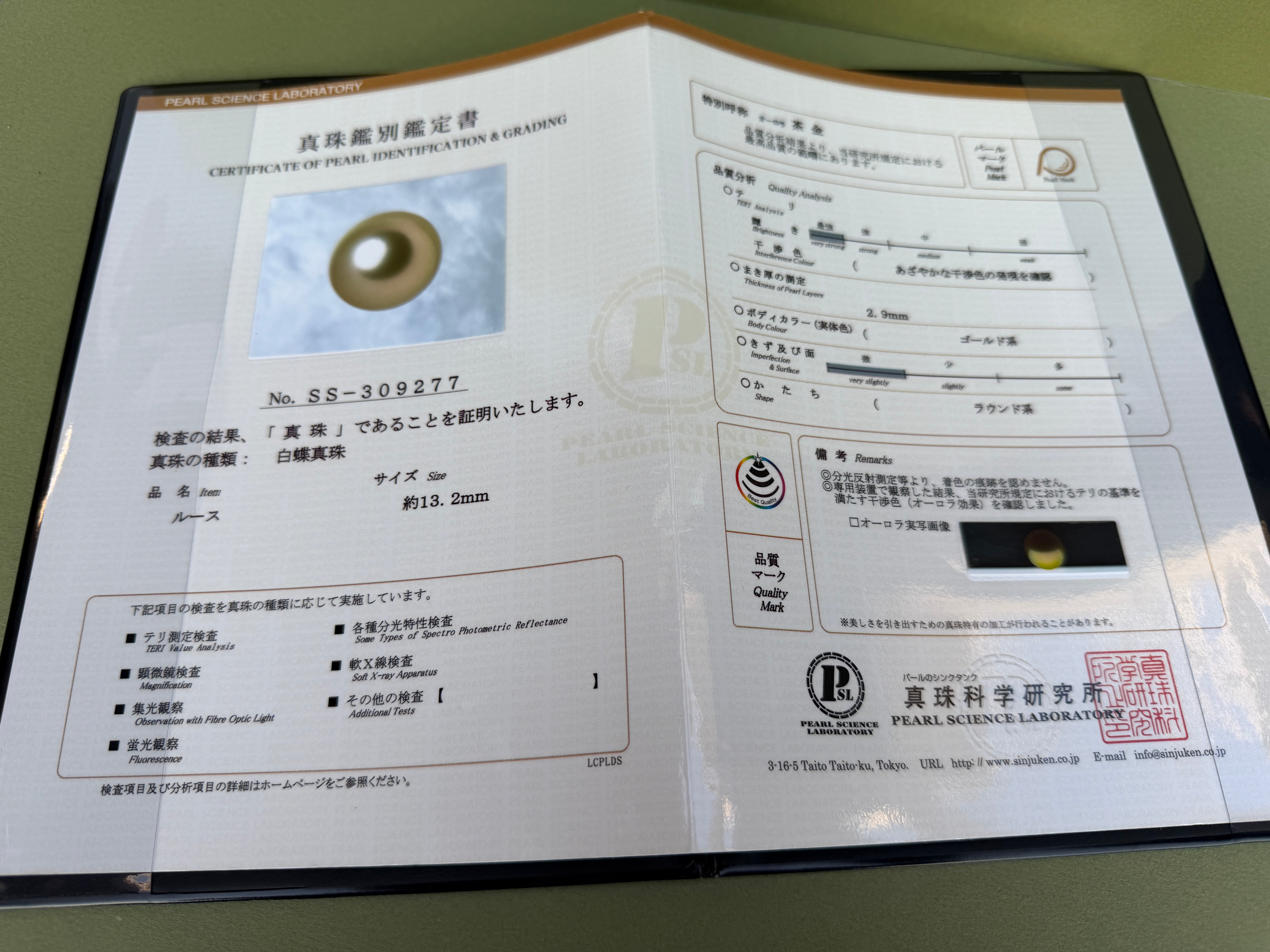 Certified 13.2mm Golden South Sea Pearl