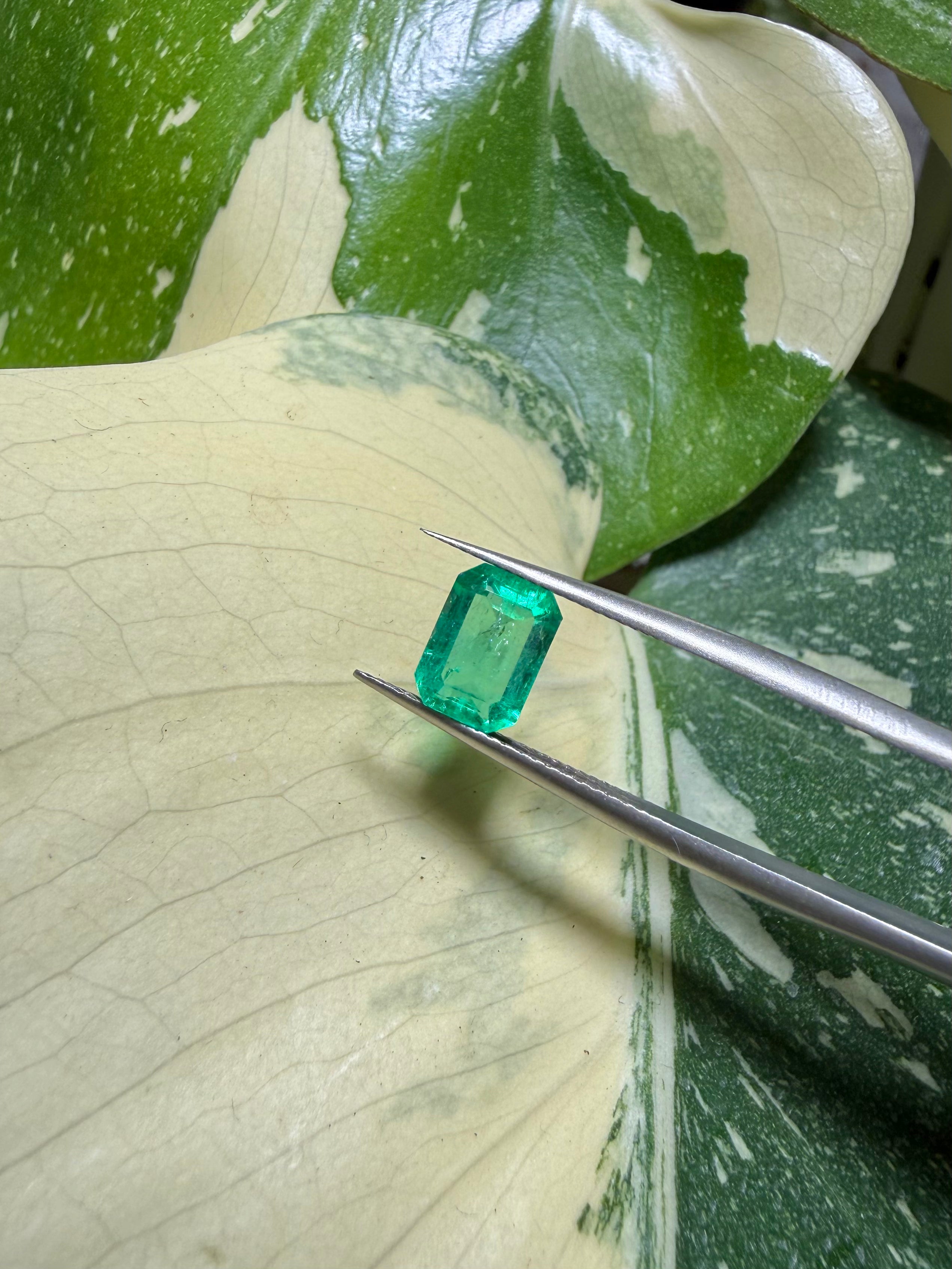 1.71CT Natural Emerald Gemstone – Emerald Cut Vivid Green Loose Gem