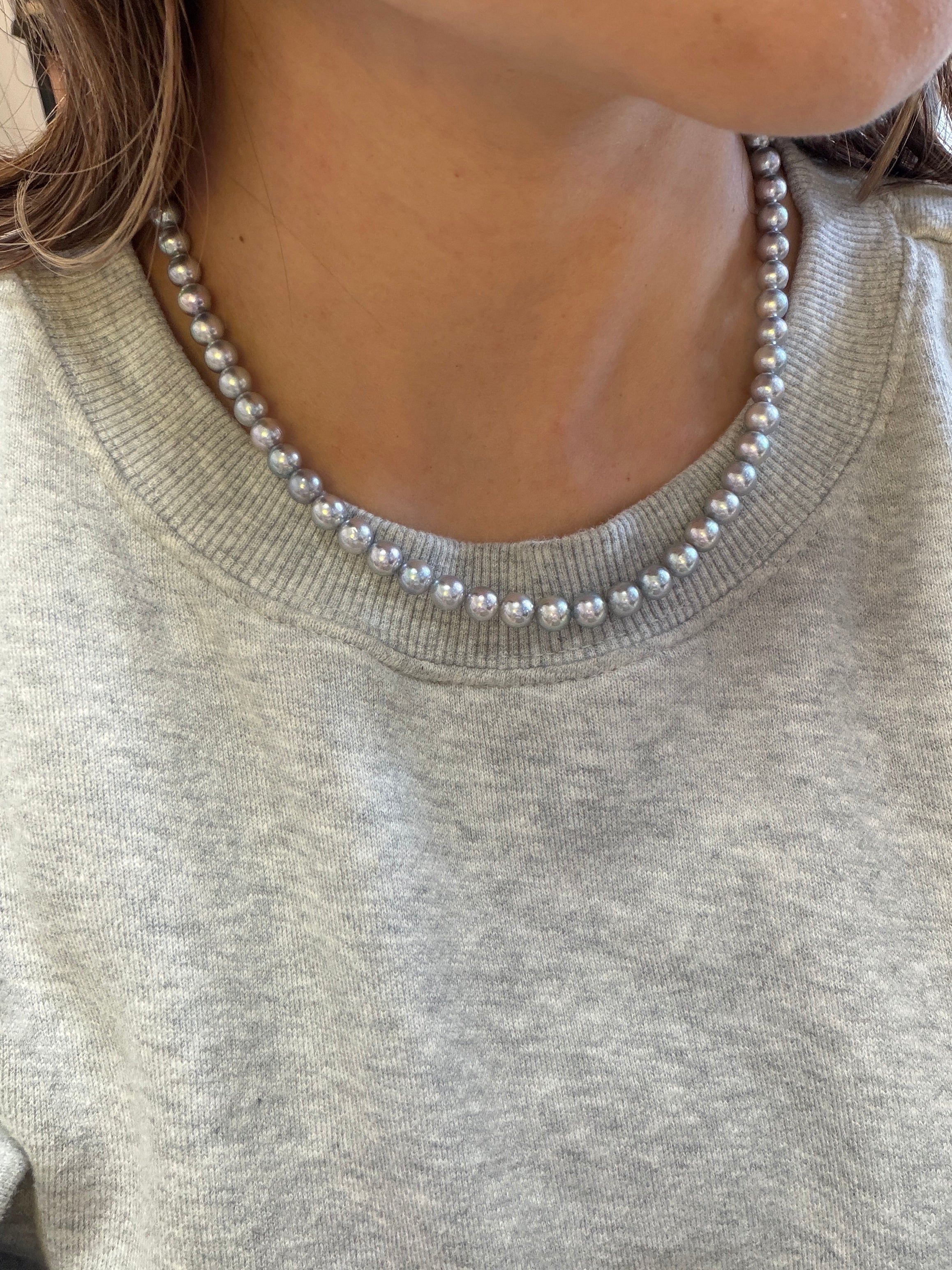 6.5-7mm Blue Rose Akoya Cultured Pearl Strand Necklace