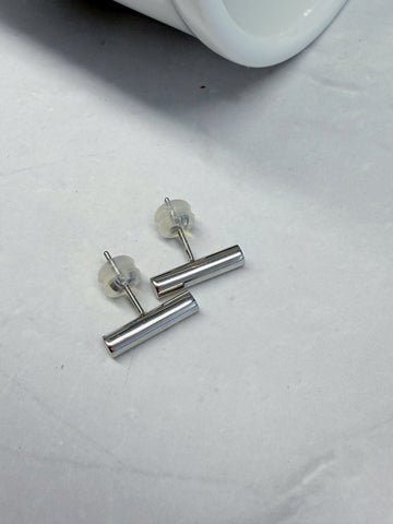 Platinum Bar Stud Earrings