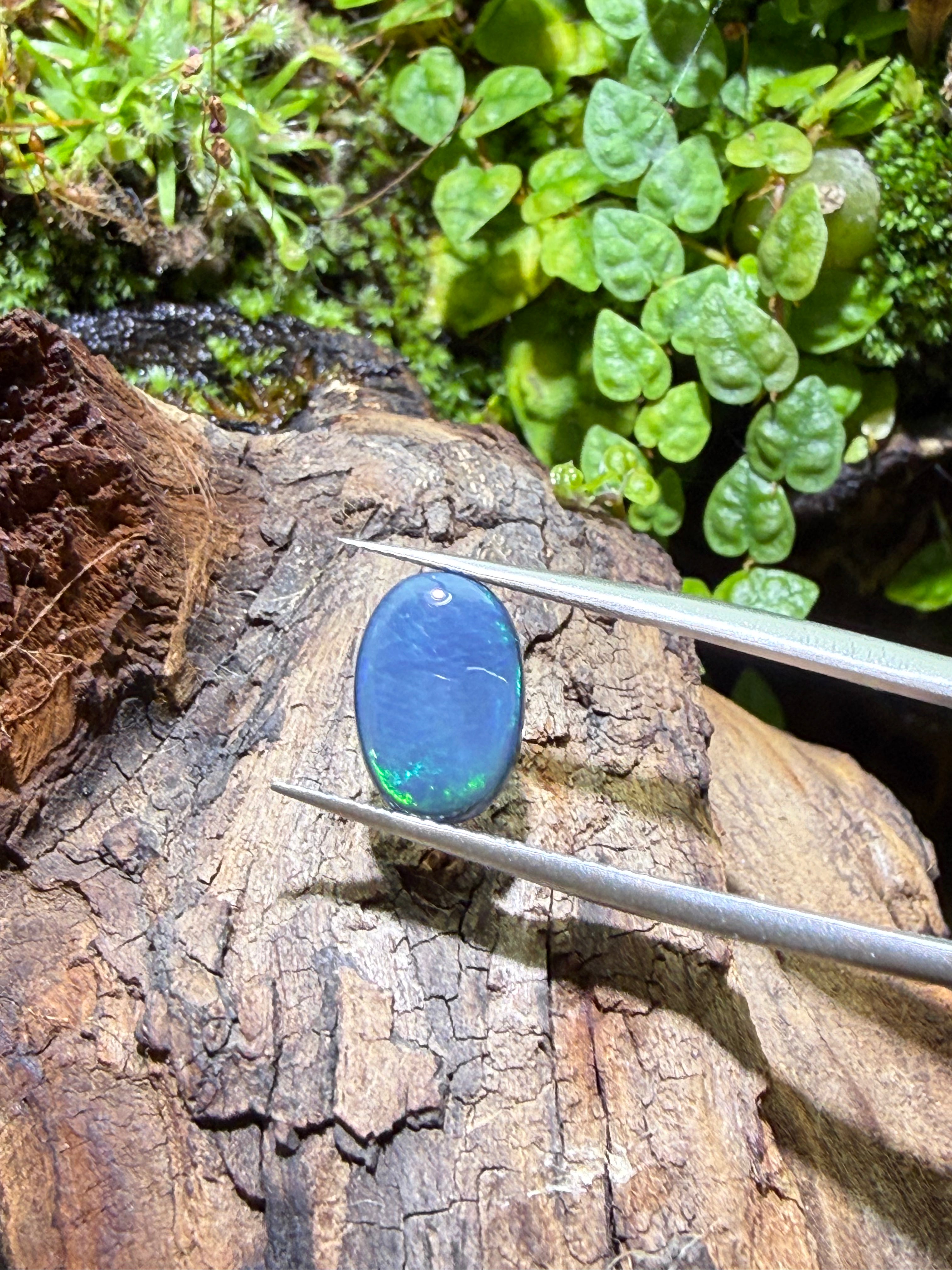 2.07CT Genuine Australian Black Opal Gemstone – Oval Cabochon | Play‑of‑Color | Australian Origin
