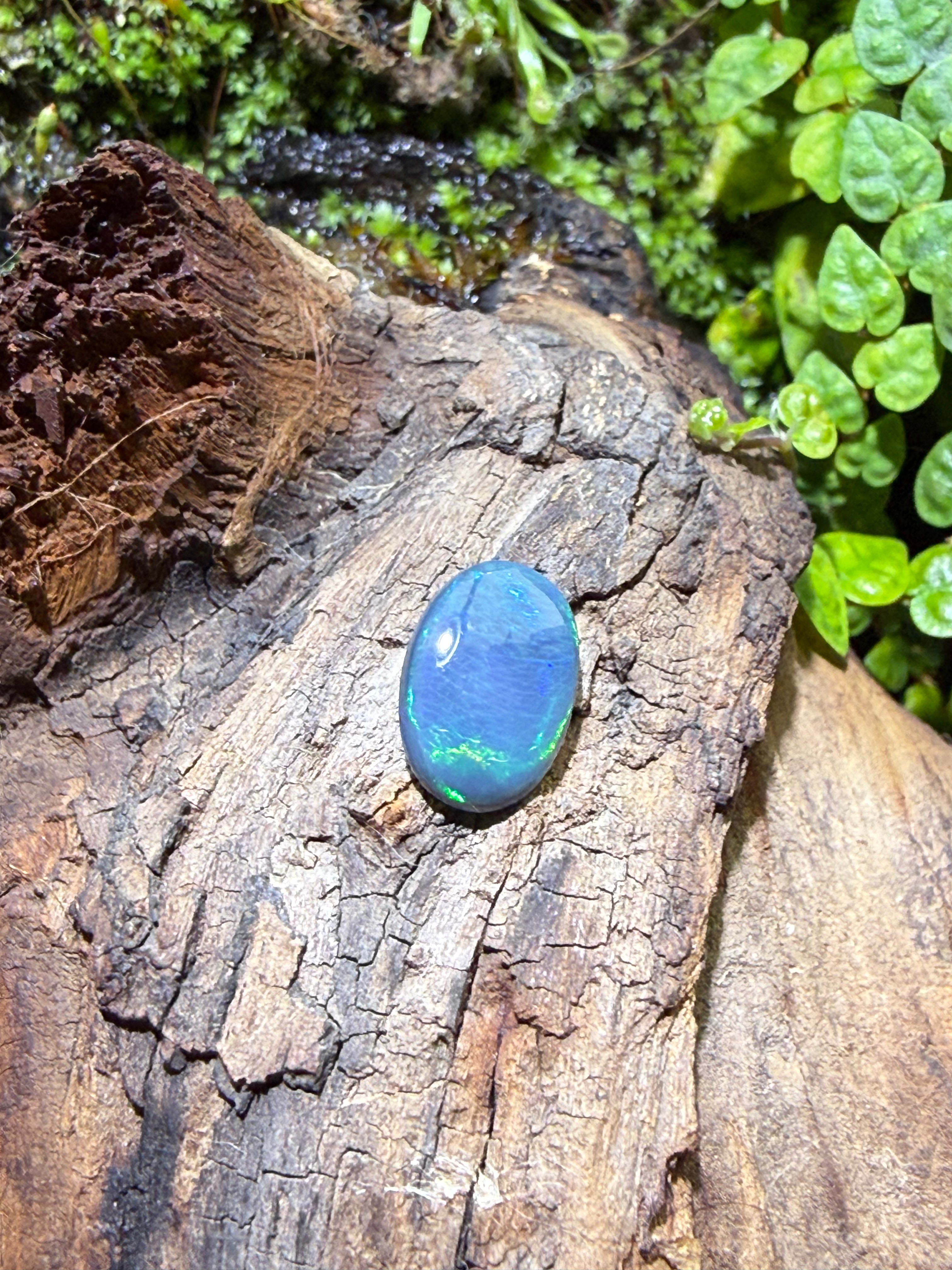 2.07CT Genuine Australian Black Opal Gemstone – Oval Cabochon | Play‑of‑Color | Australian Origin