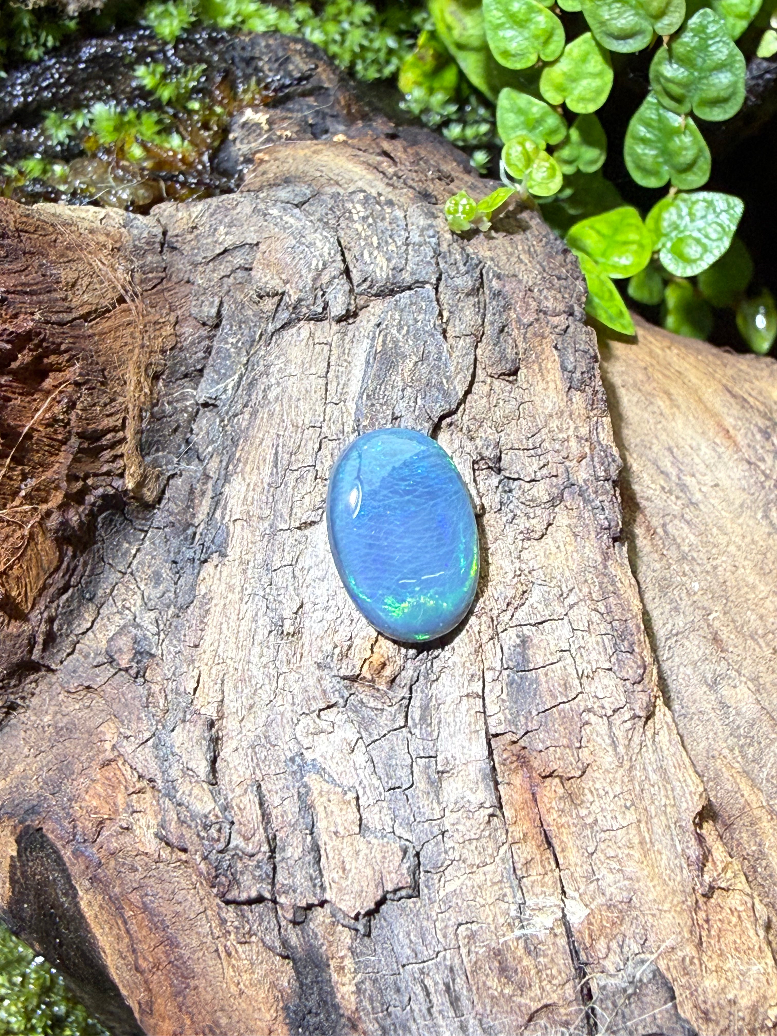 2.07CT Genuine Australian Black Opal Gemstone – Oval Cabochon | Play‑of‑Color | Australian Origin