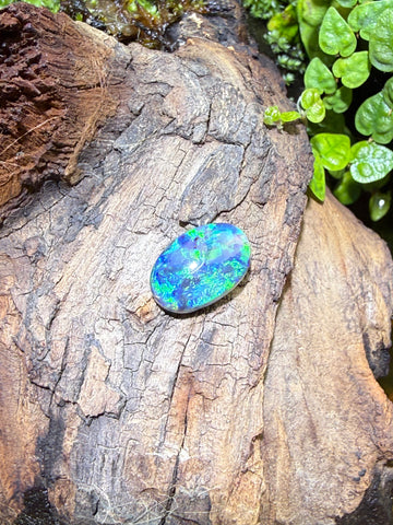 2.48CT Genuine Australian Black Opal Gemstone – Oval Cabochon | Play‑of‑Color | Australian Origin