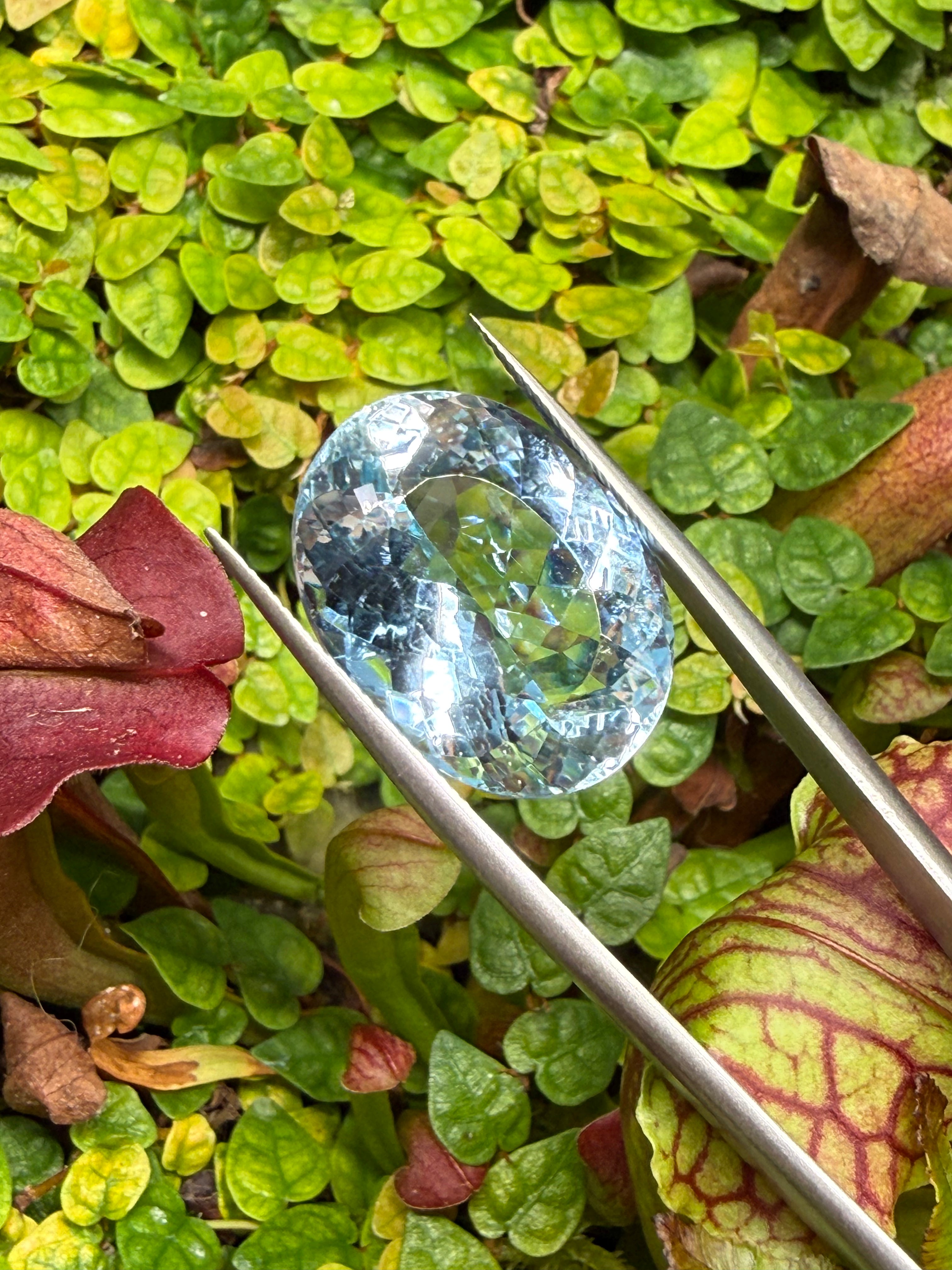 16.99CT Certified Natural Santa Maria Aquamarine Gemstone – Oval Cut | Guild Certified