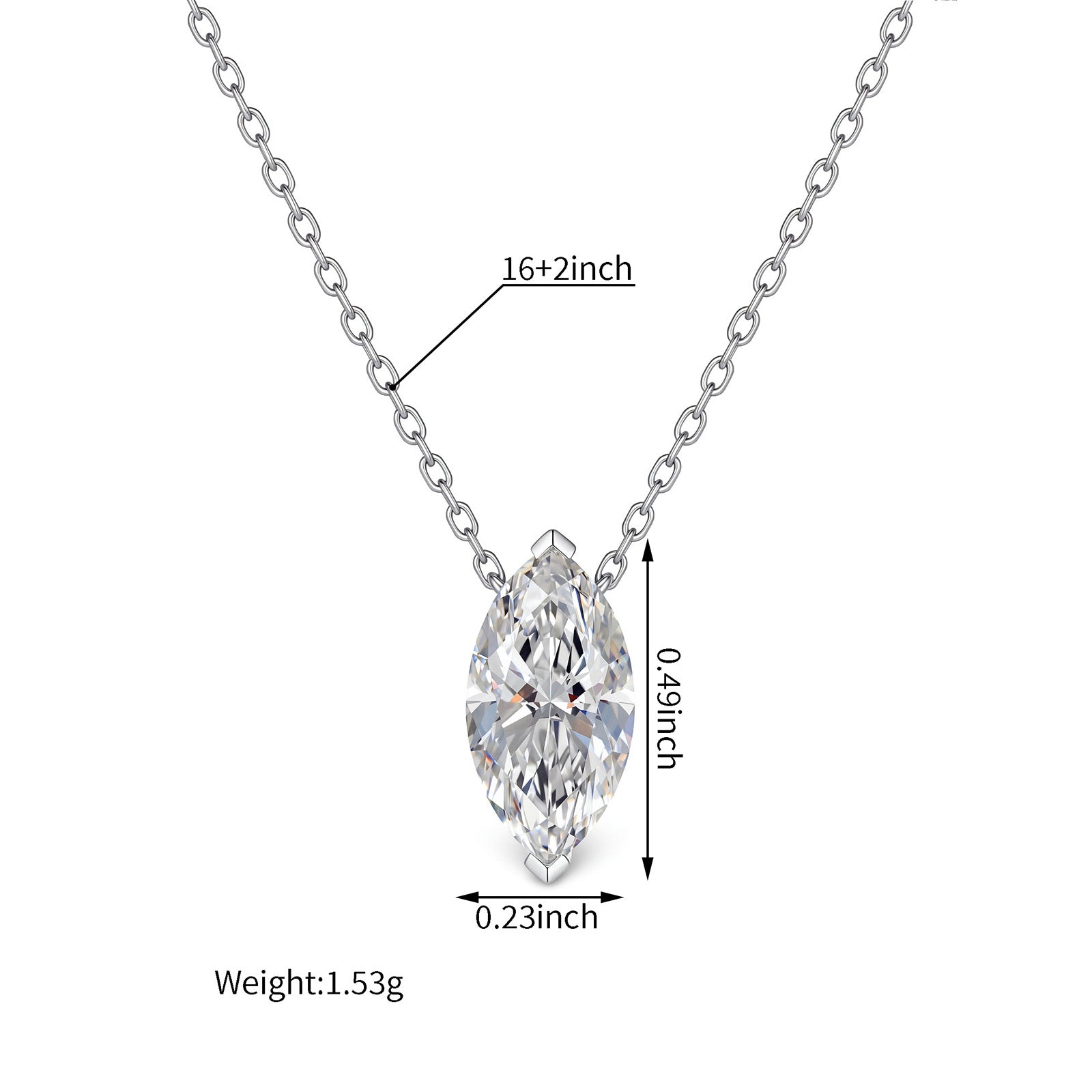 1.5ct Certified Lab Grown Diamond Marquise‑Shaped Necklace in 14K