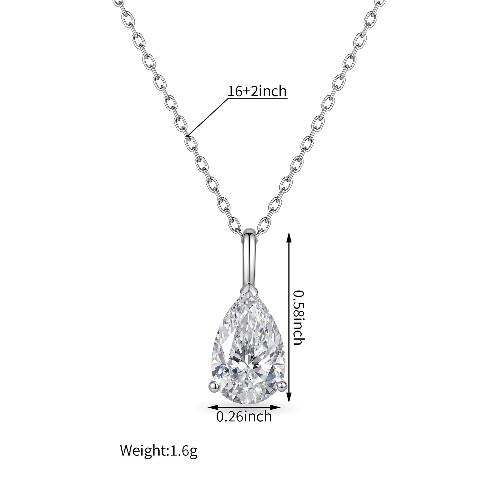 1.5ct Certified Lab Grown Diamond Pear‑Shaped Necklace in 14K