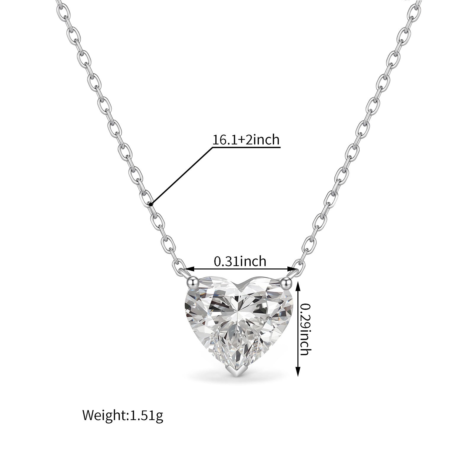 1.55ct Certified Lab Grown Diamond Heart‑Shaped Necklace in 14K