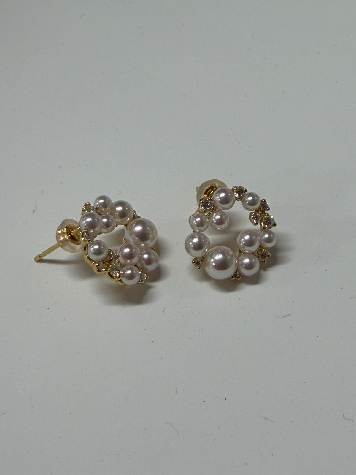 K18 Akoya Pearl Diamond Stud Earrings