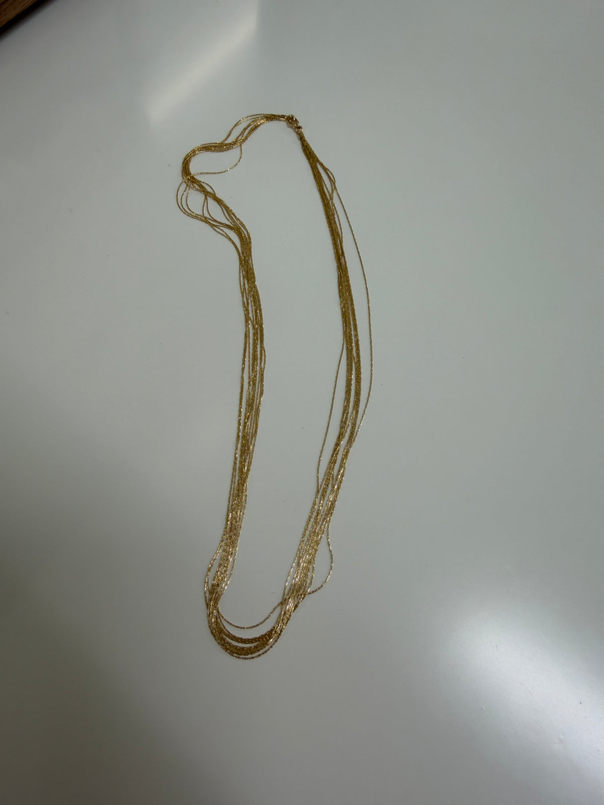 Italian K18 Multi-Strand Chain Necklace – 10 x 0.4 mm Strands, 16.5”