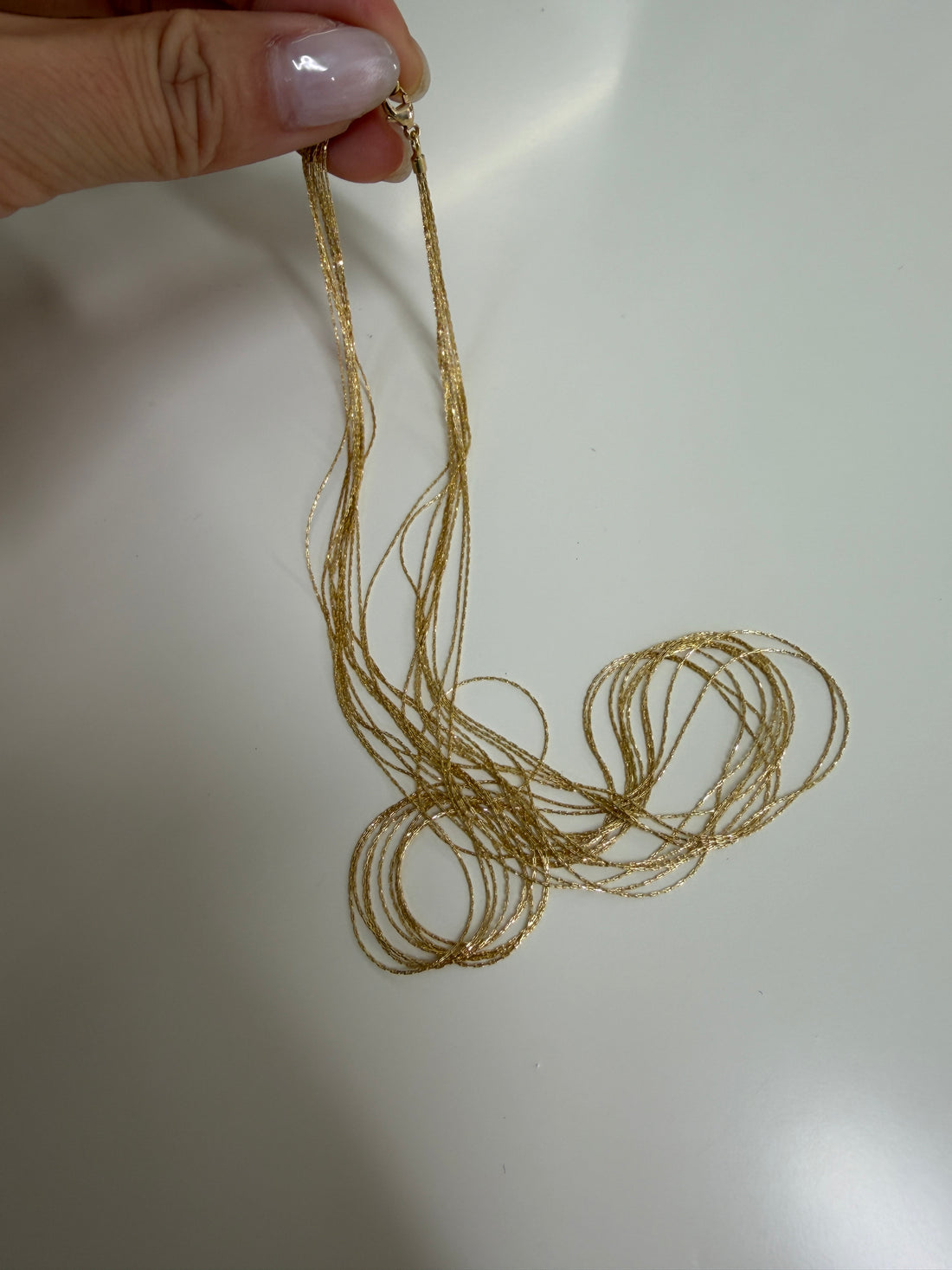 Italian K18 Multi-Strand Chain Necklace – 10 x 0.4 mm Strands, 16.5”