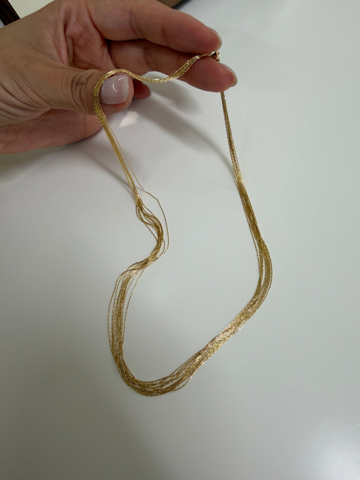Italian K18 Multi-Strand Chain Necklace – 10 x 0.4 mm Strands, 16.5”