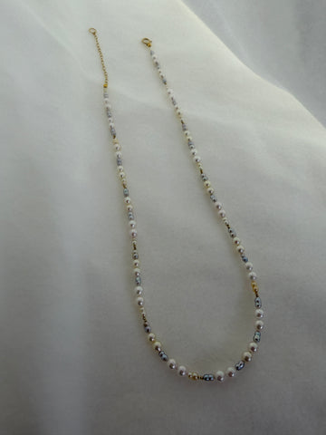 Akoya Candy Color Twin Pearl Necklace with K14 Gold