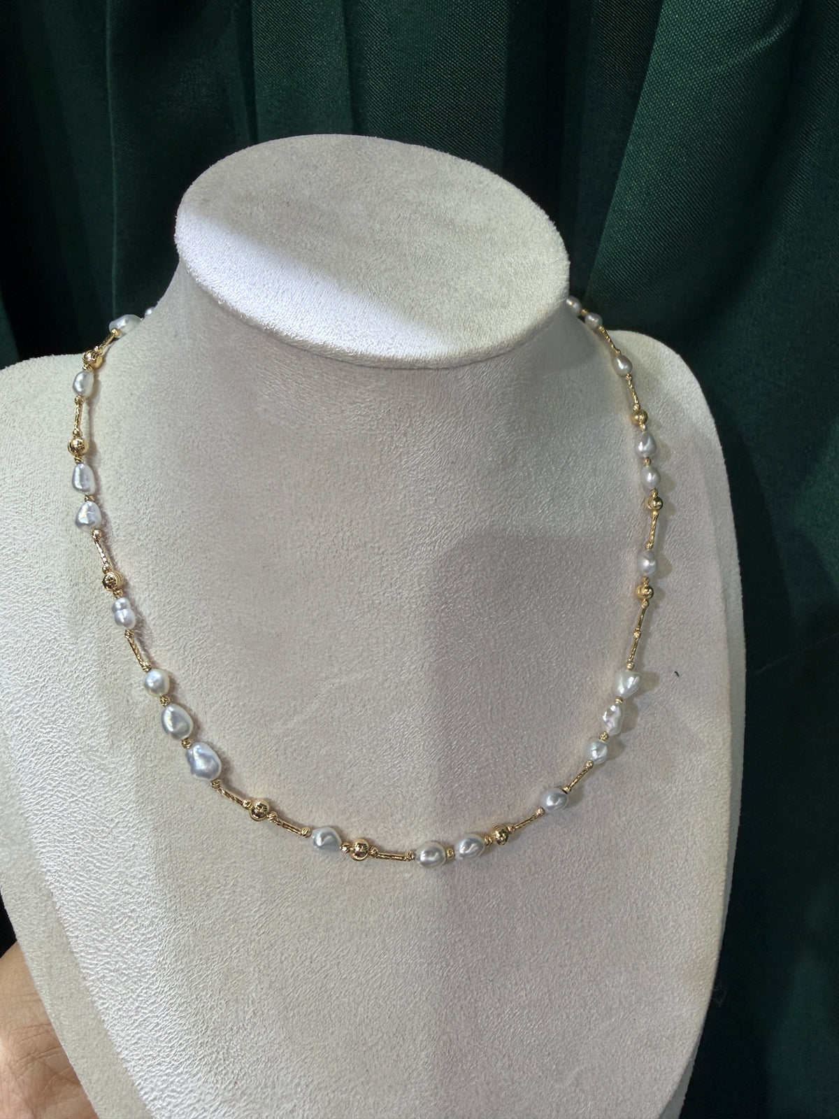 South Sea Keshi Pearl Station Necklace