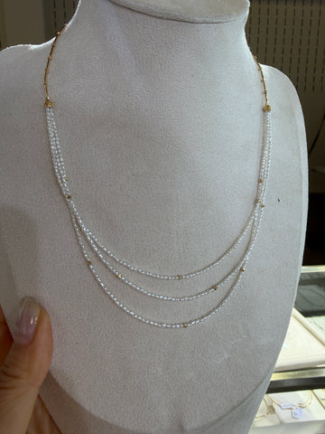 Triple-Strand Akoya Keshi Pearl Necklace