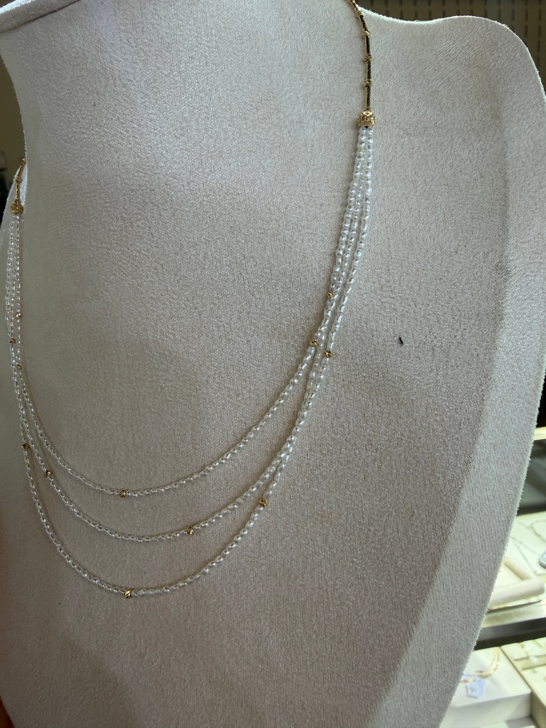 Triple-Strand Akoya Keshi Pearl Necklace