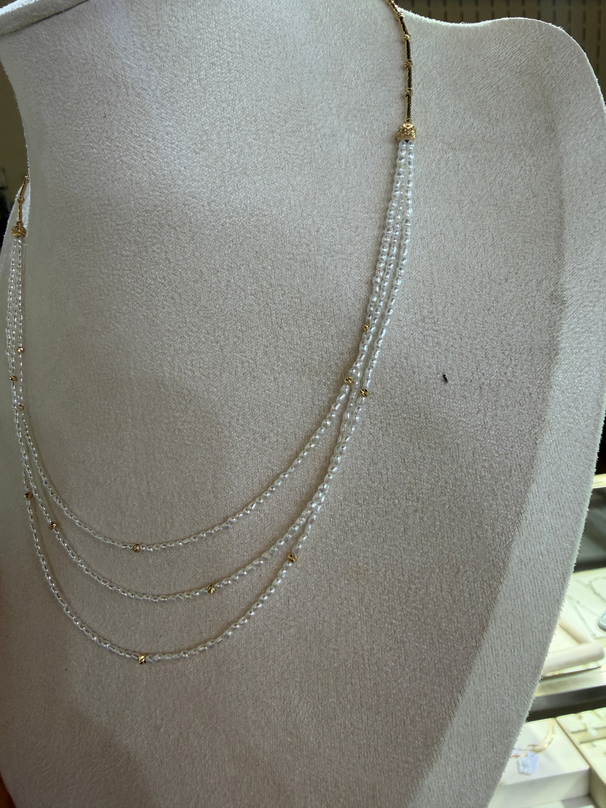 Triple-Strand Akoya Keshi Pearl Necklace