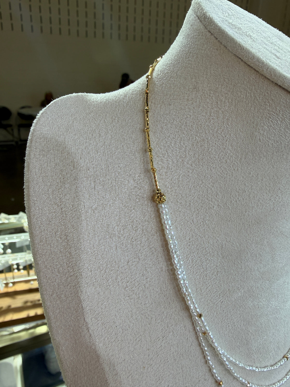 Triple-Strand Akoya Keshi Pearl Necklace