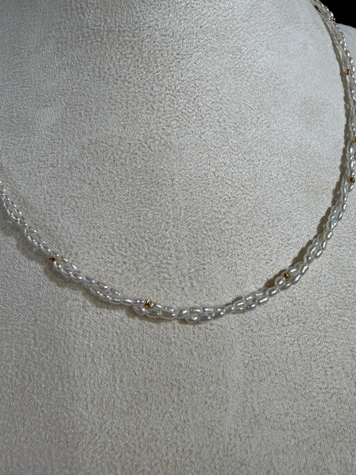 Twisted Double-Strand Akoya Keshi Pearl Necklace