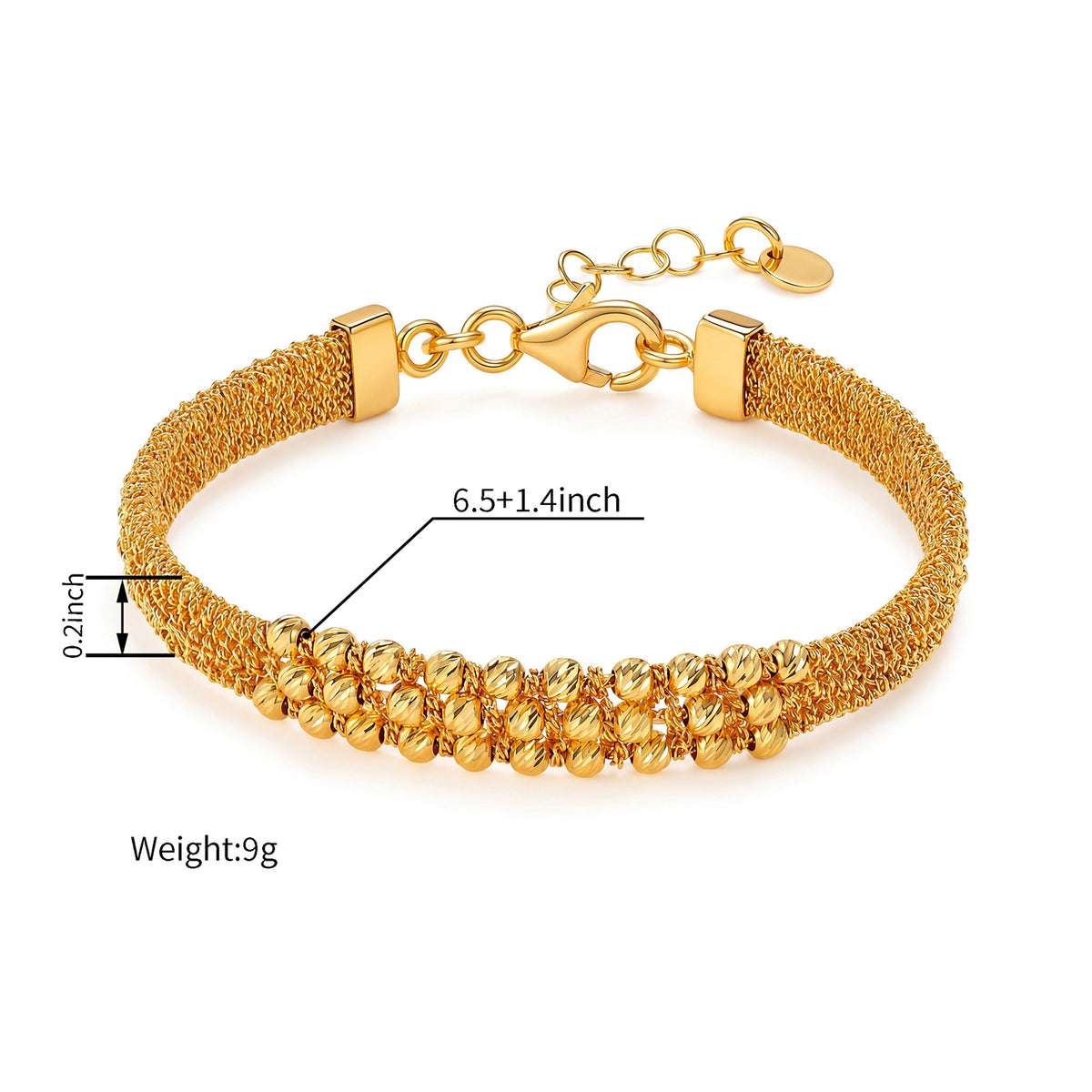 K18 Solid Diamond cut Bracelet