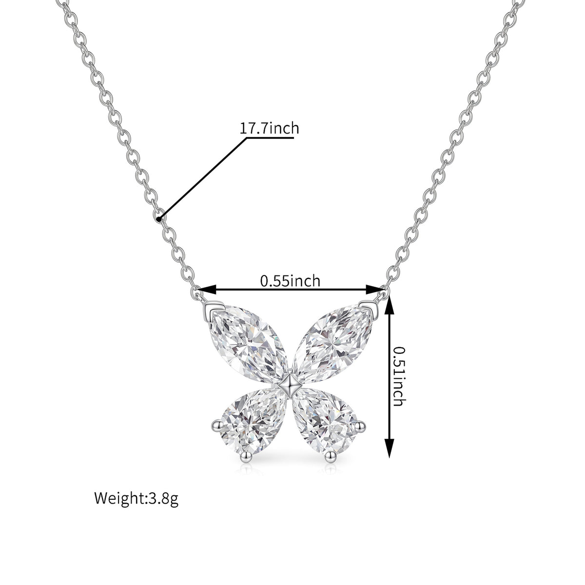 ⭐️1.66CT Lab Grown Diamond Butterfly Necklace In 18K Gold
