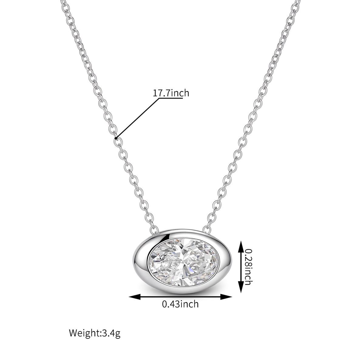⭐️Certified 1CT Lab-Diamond Oval Solitaire Necklace 18K Gold