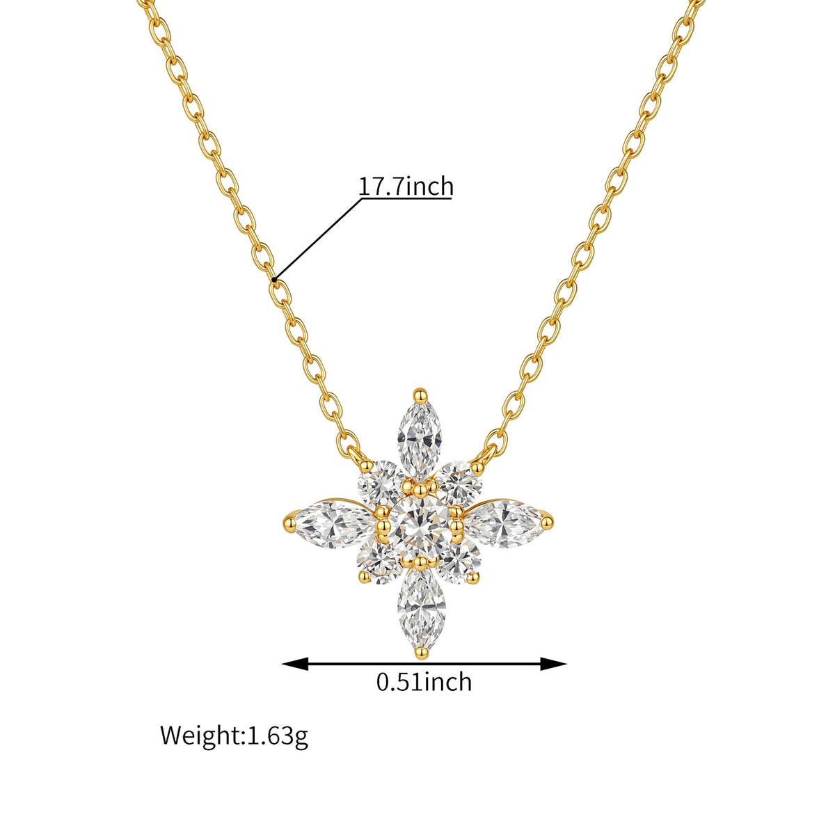 ⭐️0.6CT Lab Grown Diamond Star Pendant Necklace in 14K Yellow Gold