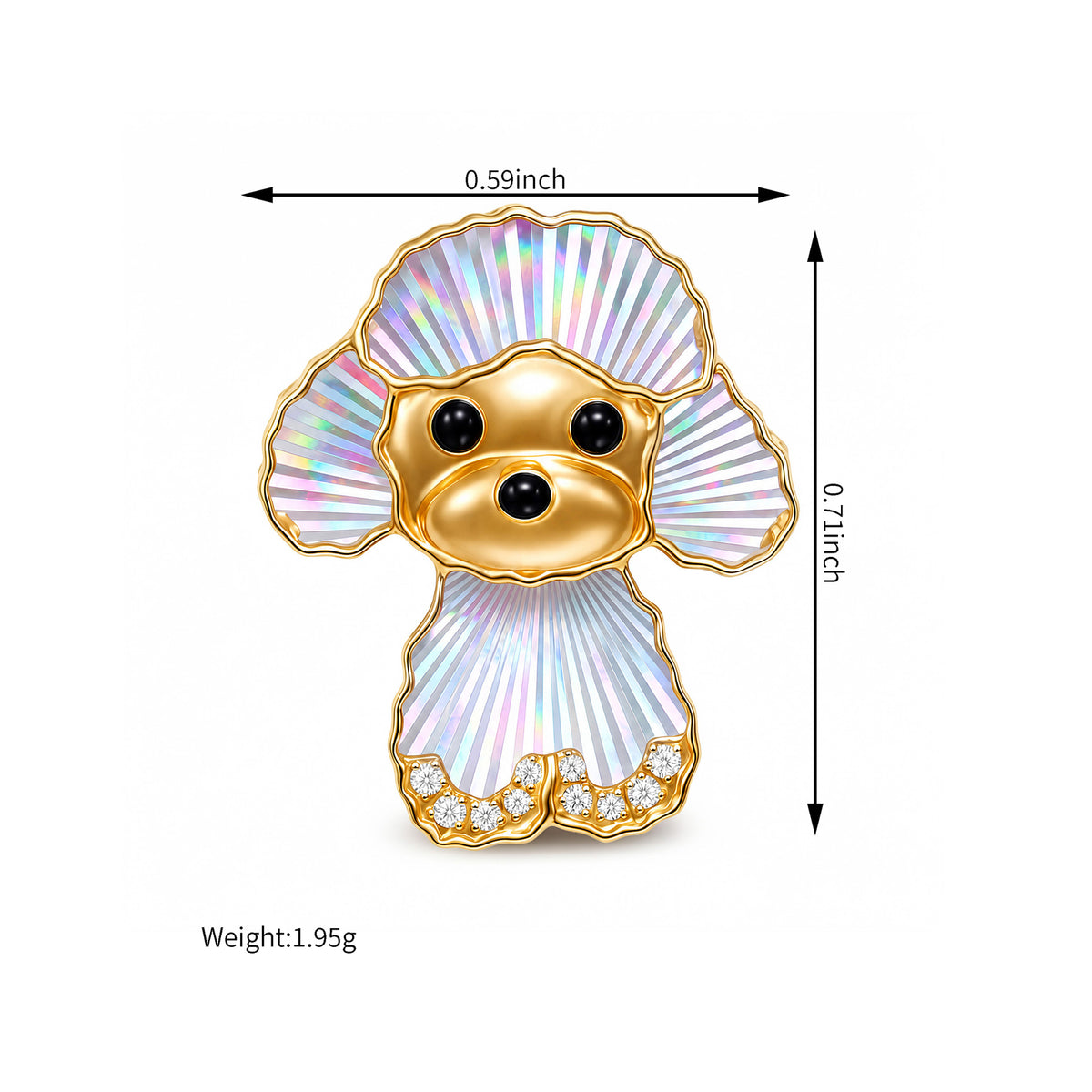 Poodle Dog Lumière Brooch