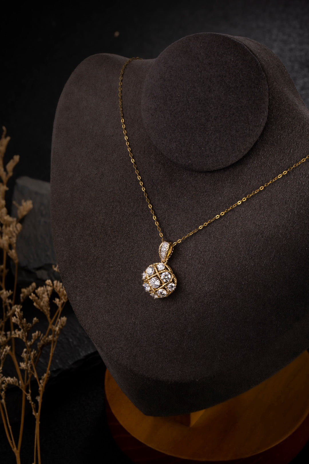 1.45CT Twisted‑Rope Round Lab‑Grown Diamond Pendant in 14K(Pendant Only)