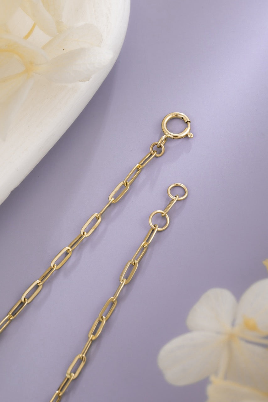 1.13CT Pear & Round Lab‑Grown Diamond Station Bracelet with Paperclip Chain in 14K