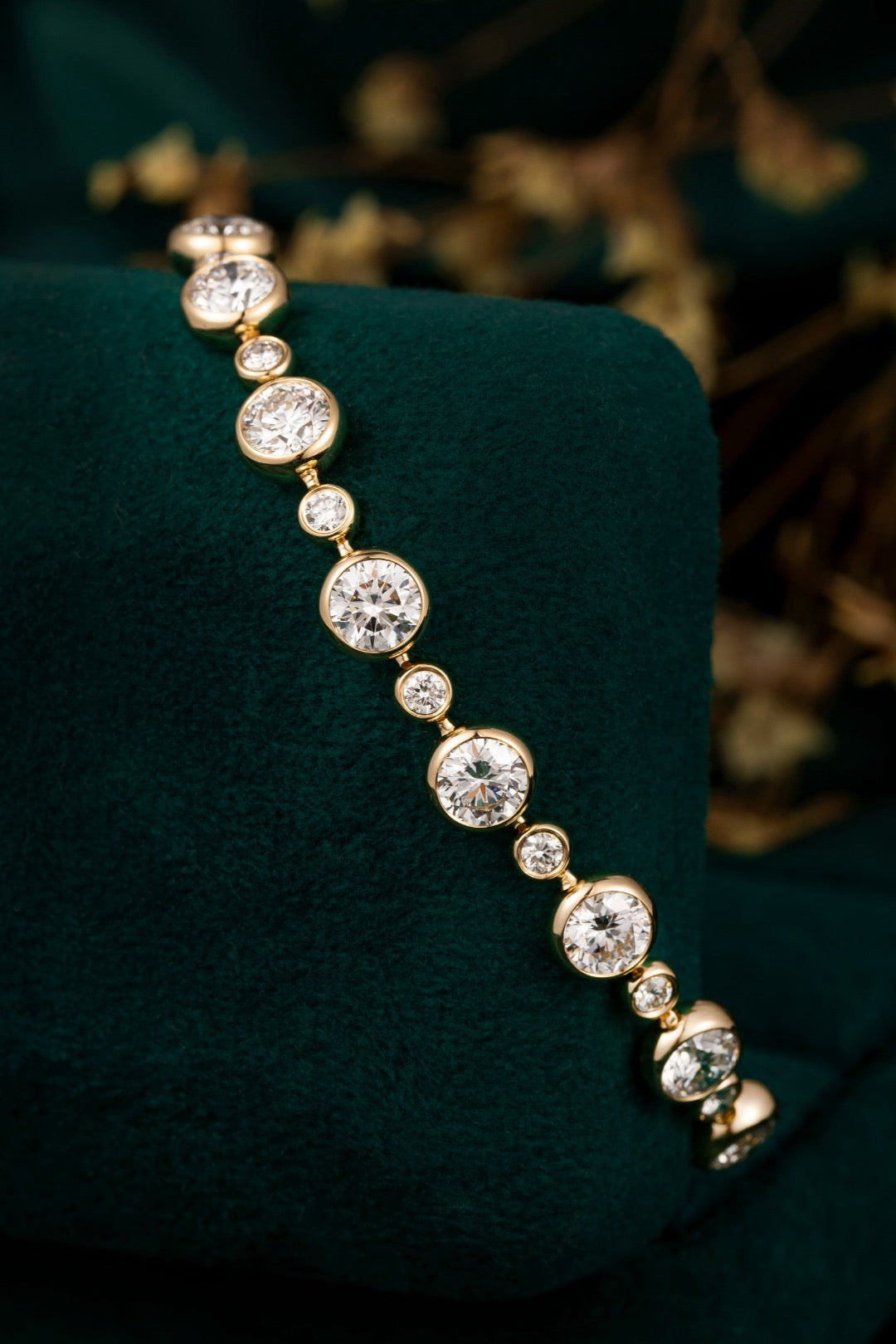 6.34CT Alternating Large & Small Bezel‑Set Lab‑Grown Diamond Tennis Bracelet in 14K