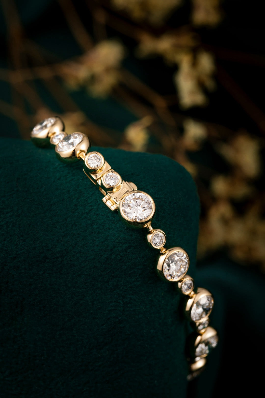 6.34CT Alternating Large & Small Bezel‑Set Lab‑Grown Diamond Tennis Bracelet in 14K