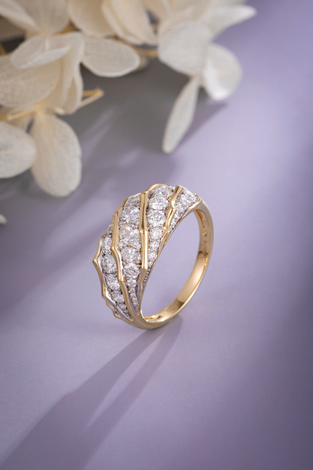 1.25CT Wide Band Pave‑Set Lab‑Grown Diamond Ring in 14K