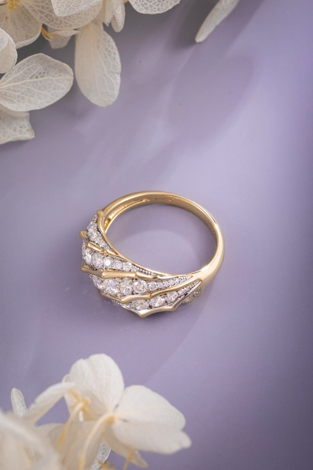 1.25CT Wide Band Pave‑Set Lab‑Grown Diamond Ring in 14K