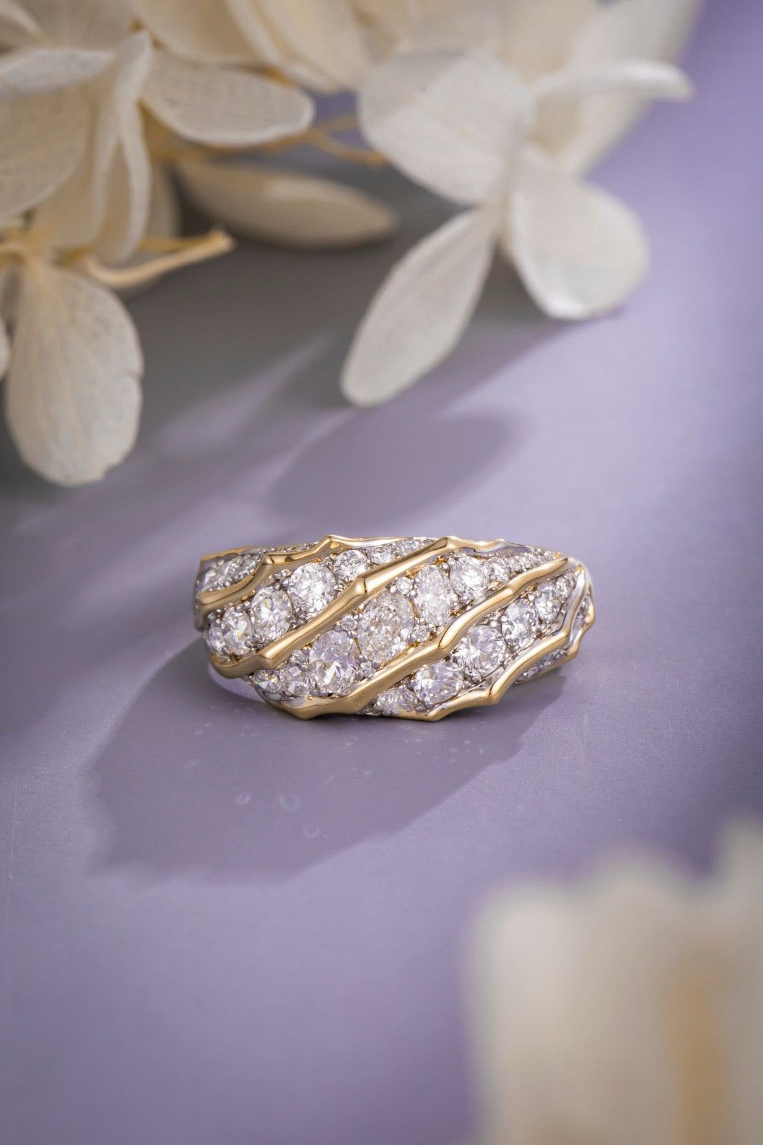 1.25CT Wide Band Pave‑Set Lab‑Grown Diamond Ring in 14K