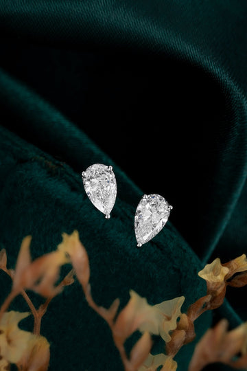 Pear‑Shaped Certified Lab‑Grown Diamond Solitaire Stud Earrings in 10K(4.03CT/6.06CT)