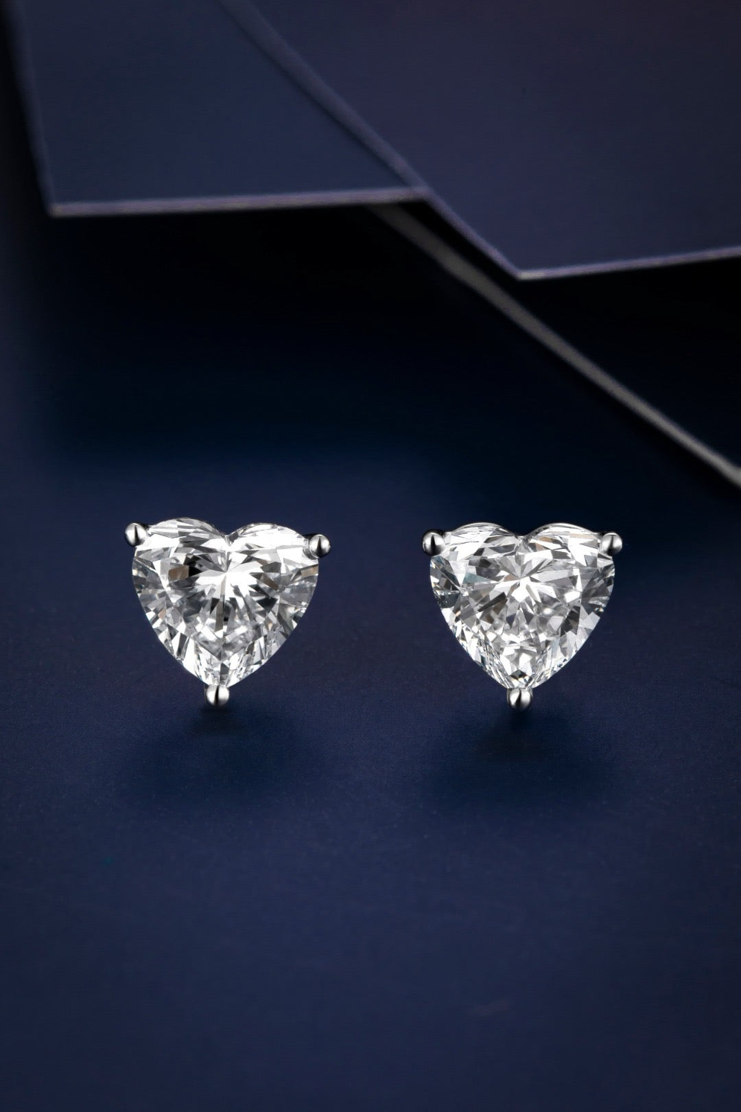 4.11CT Certified Heart‑Cut Lab‑Grown Diamond Solitaire Stud Earrings in 10K